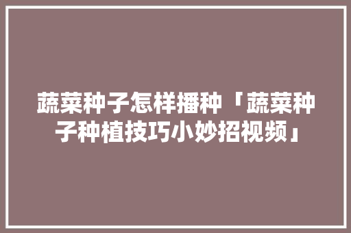蔬菜种子怎样播种「蔬菜种子种植技巧小妙招视频」 蔬菜种子怎样播种「蔬菜种子种植技巧小妙招视频」 番茄病虫害防治