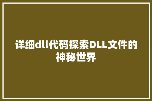 详细dll代码探索DLL文件的神秘世界