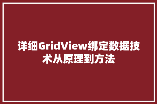 详细GridView绑定数据技术从原理到方法