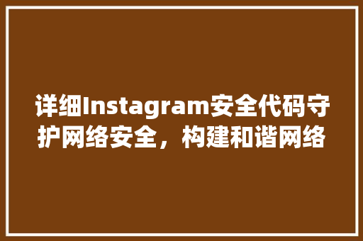 详细Instagram安全代码守护网络安全，构建和谐网络环境