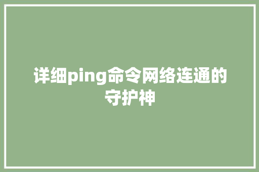 详细ping命令网络连通的守护神