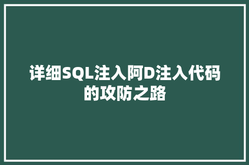 详细SQL注入阿D注入代码的攻防之路
