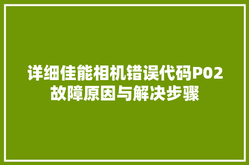 详细佳能相机错误代码P02故障原因与解决步骤
