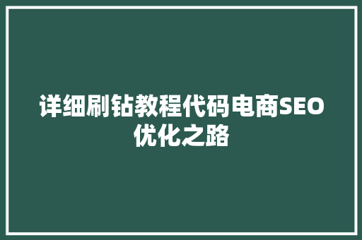 详细刷钻教程代码电商SEO优化之路