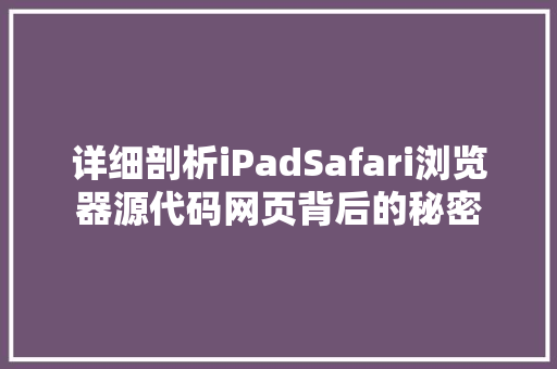 详细剖析iPadSafari浏览器源代码网页背后的秘密