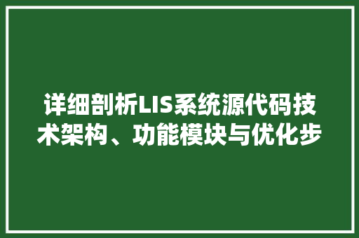 详细剖析LIS系统源代码技术架构、功能模块与优化步骤