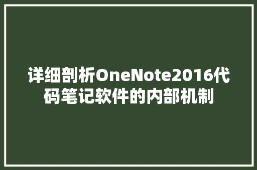 详细剖析OneNote2016代码笔记软件的内部机制