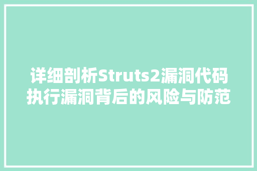 详细剖析Struts2漏洞代码执行漏洞背后的风险与防范