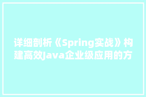 详细剖析《Spring实战》构建高效Java企业级应用的方法