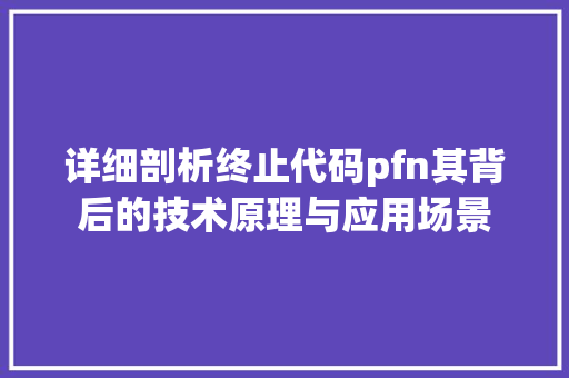 详细剖析终止代码pfn其背后的技术原理与应用场景 花朵知识