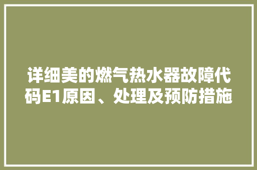 详细美的燃气热水器故障代码E1原因、处理及预防措施