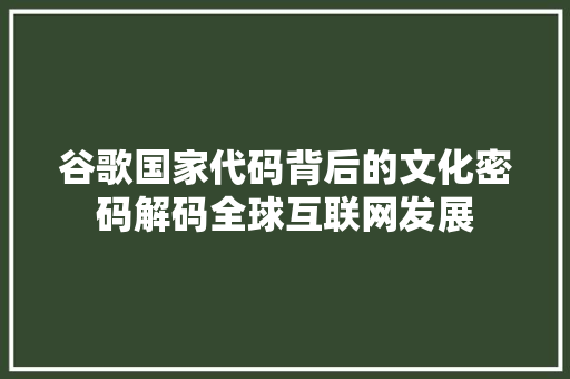 谷歌国家代码背后的文化密码解码全球互联网发展