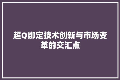 超Q绑定技术创新与市场变革的交汇点