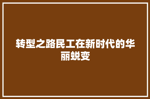 转型之路民工在新时代的华丽蜕变