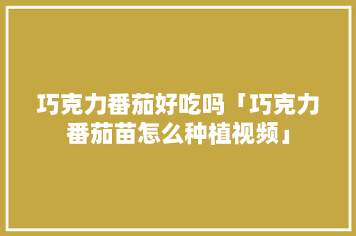 巧克力番茄好吃吗「巧克力番茄苗怎么种植视频」 巧克力番茄好吃吗「巧克力番茄苗怎么种植视频」 土壤施肥