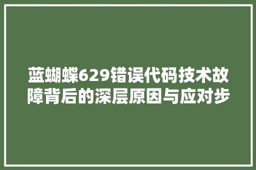 蓝蝴蝶629错误代码技术故障背后的深层原因与应对步骤