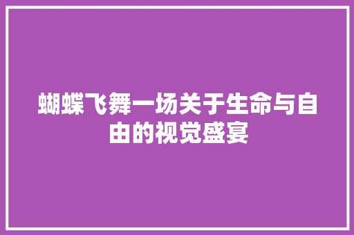 蝴蝶飞舞一场关于生命与自由的视觉盛宴