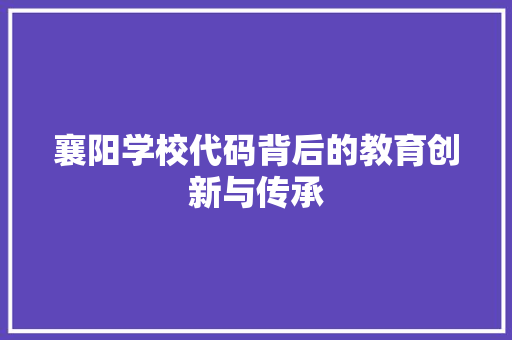 襄阳学校代码背后的教育创新与传承