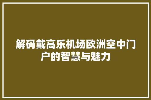 解码戴高乐机场欧洲空中门户的智慧与魅力