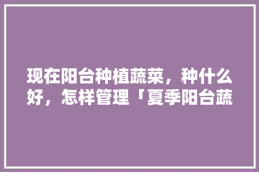 现在阳台种植蔬菜，种什么好，怎样管理「夏季阳台蔬菜种植小技巧视频」 现在阳台种植蔬菜，种什么好，怎样管理「夏季阳台蔬菜种植小技巧视频」 农业常识