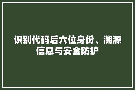 识别代码后六位身份、溯源信息与安全防护