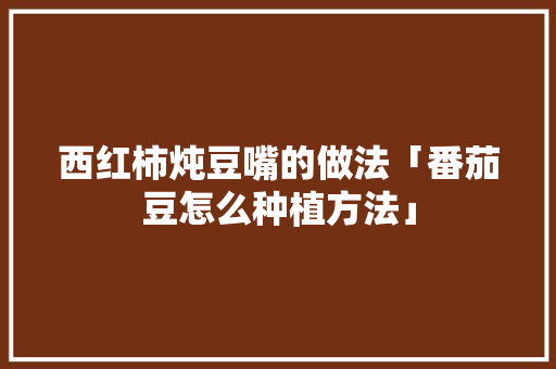 西红柿炖豆嘴的做法「番茄豆怎么种植方法」 西红柿炖豆嘴的做法「番茄豆怎么种植方法」 种植技巧