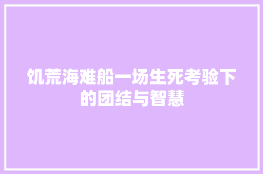 饥荒海难船一场生死考验下的团结与智慧