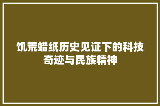 饥荒蜡纸历史见证下的科技奇迹与民族精神