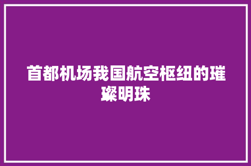 首都机场我国航空枢纽的璀璨明珠