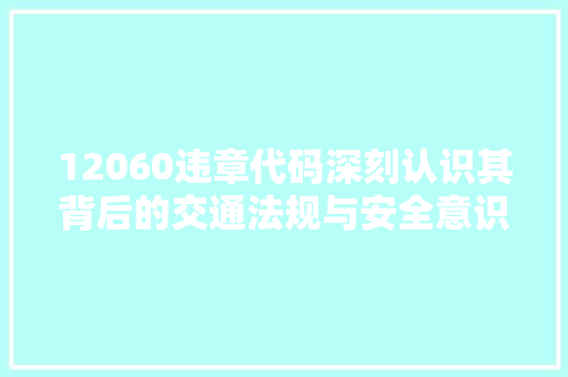 12060违章代码深刻认识其背后的交通法规与安全意识