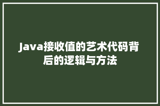 Java接收值的艺术代码背后的逻辑与方法