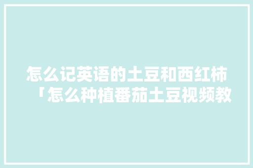怎么记英语的土豆和西红柿「怎么种植番茄土豆视频教程」 怎么记英语的土豆和西红柿「怎么种植番茄土豆视频教程」 番茄种植技巧