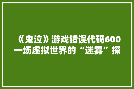 《鬼泣》游戏错误代码600一场虚拟世界的“迷雾”探寻
