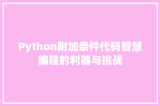 Python附加条件代码智慧编程的利器与挑战