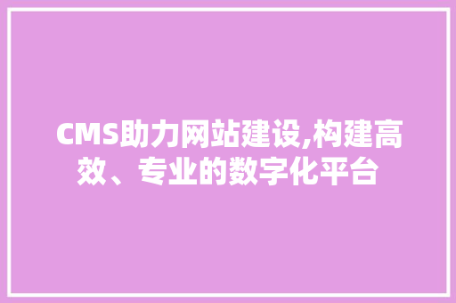 CMS助力网站建设,构建高效、专业的数字化平台