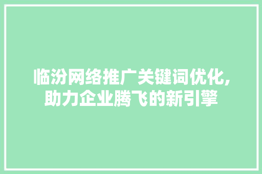 临汾网络推广关键词优化,助力企业腾飞的新引擎