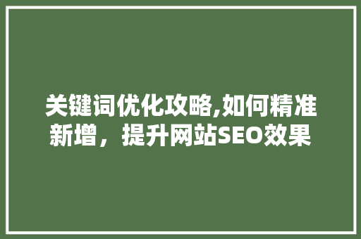 关键词优化攻略,如何精准新增，提升网站SEO效果 花朵知识