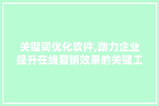 关键词优化软件,助力企业提升在线营销效果的关键工具 花朵知识