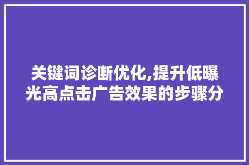 关键词诊断优化,提升低曝光高点击广告效果的步骤分析 土壤施肥
