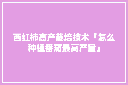 西红柿高产栽培技术「怎么种植番茄最高产量」 西红柿高产栽培技术「怎么种植番茄最高产量」 番茄病虫害防治