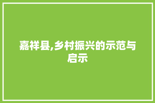 嘉祥县,乡村振兴的示范与启示