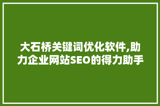 大石桥关键词优化软件,助力企业网站SEO的得力助手 番茄种植技巧