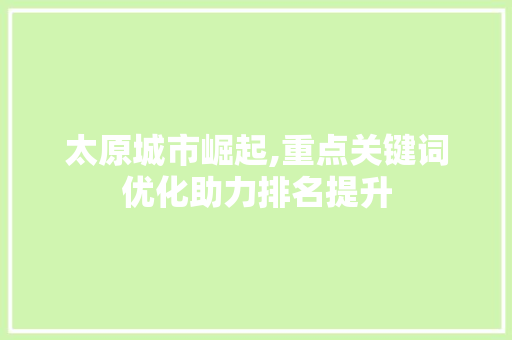 太原城市崛起,重点关键词优化助力排名提升