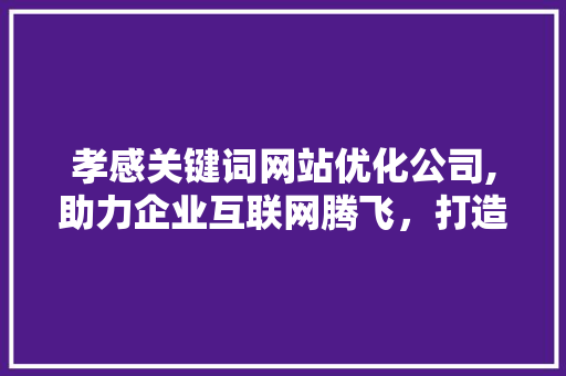 孝感关键词网站优化公司,助力企业互联网腾飞，打造品牌新高度