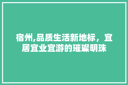 宿州,品质生活新地标，宜居宜业宜游的璀璨明珠