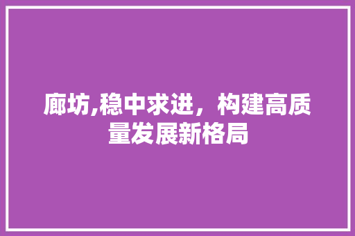 廊坊,稳中求进，构建高质量发展新格局