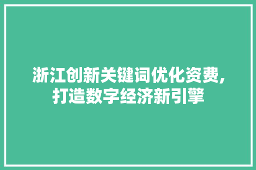 浙江创新关键词优化资费,打造数字经济新引擎
