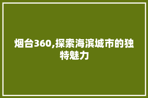 烟台360,探索海滨城市的独特魅力
