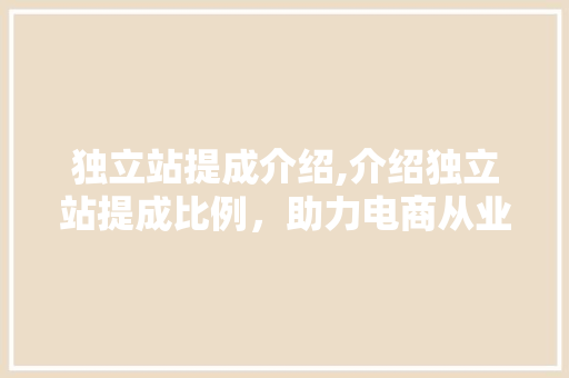 独立站提成介绍,介绍独立站提成比例，助力电商从业者精准定位