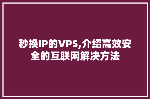 秒换IP的VPS,介绍高效安全的互联网解决方法
